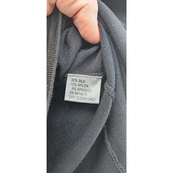 Muse Vintage 90s Top Womens 8 Med Black Silk Nylon Stretch V Neck Sequin Shirt - Picture 15 of 16